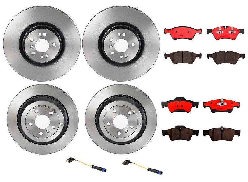 Mercedes Brakes Kit Pads & Rotors Front and Rear (375mm/330mm